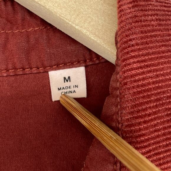 AG Shirt Mens M ADRIANO GOLDSCHMIED Corduroy Button Up 100% Cotton Utility Red - Picture 7 of 14